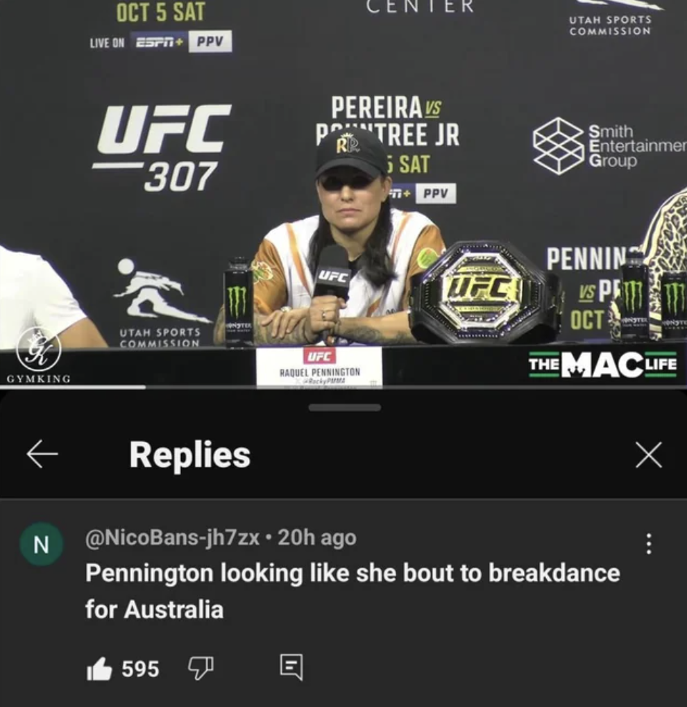 screenshot - Gymking N Oct 5 Sat Live On Sp Ppv Er Utah Sports Commission Ufc 307 Pereira Vs Ptree Jr Sat Ppv Smith Entertainmen Group Utah Sports Commission Upc Ufc Penning Vs P Oct The Mac Life Replies . 20h ago Pennington looking she bout to breakdance