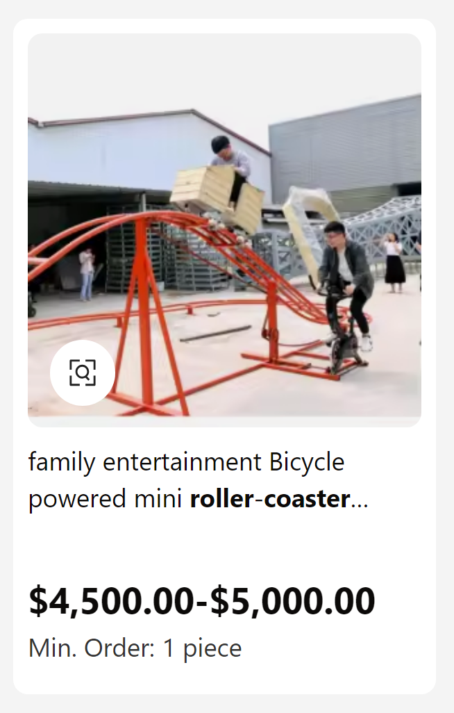 construction - family entertainment Bicycle powered mini rollercoaster... $4,500.00$5,000.00 Min. Order 1 piece