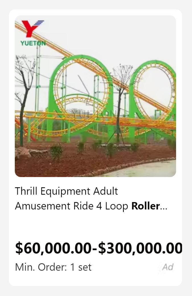 roller coaster - Yueton Thrill Equipment Adult Amusement Ride 4 Loop Roller... $60,000.00$300,000.00 Min. Order 1 set Ad