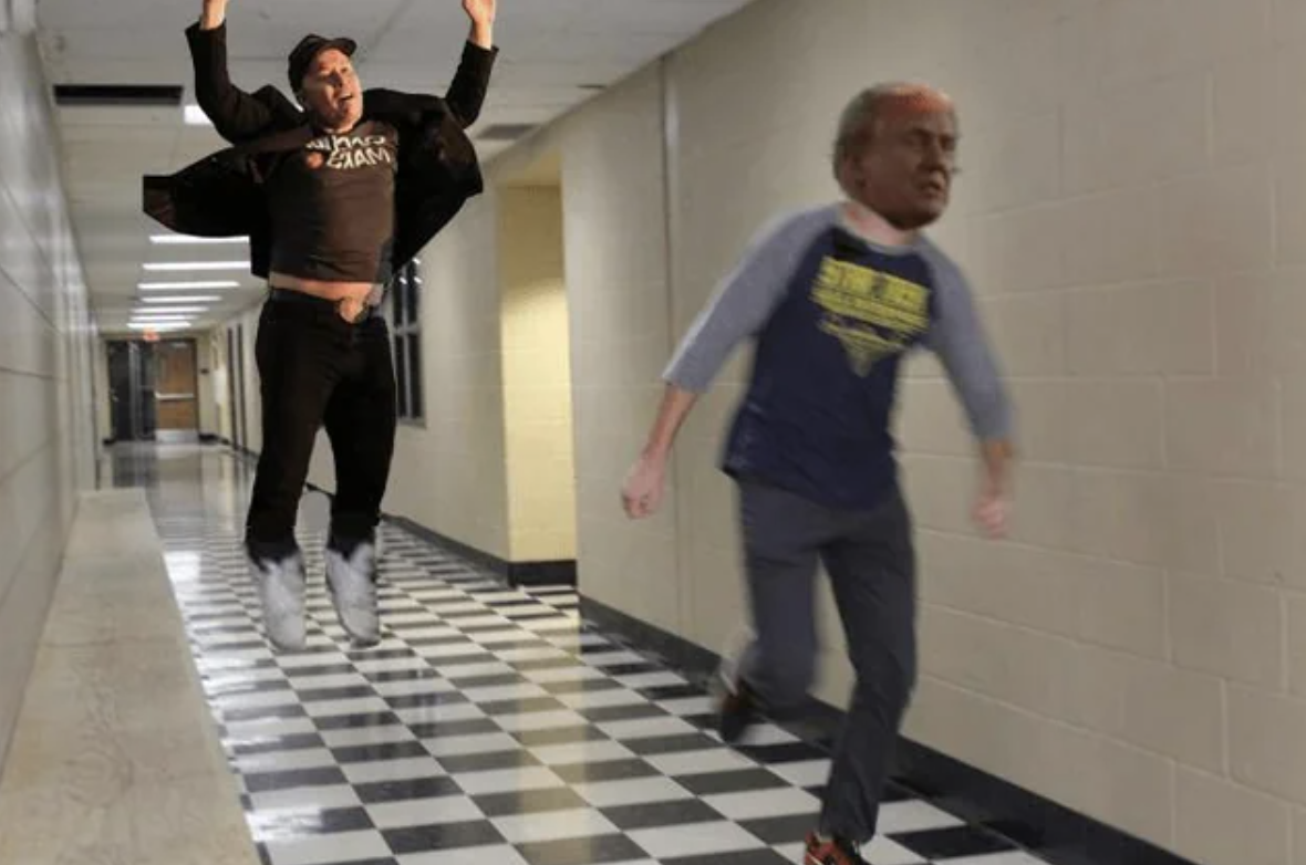 running from a demon meme