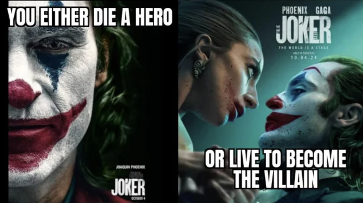 You Either Die A Hero Phoenix Gaga Joker 10.04.24 Joaquin Phoene Joker October Or Live To Become The Villain