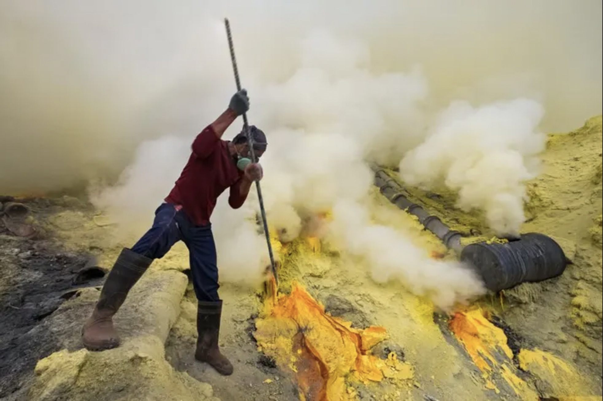 volcano workers