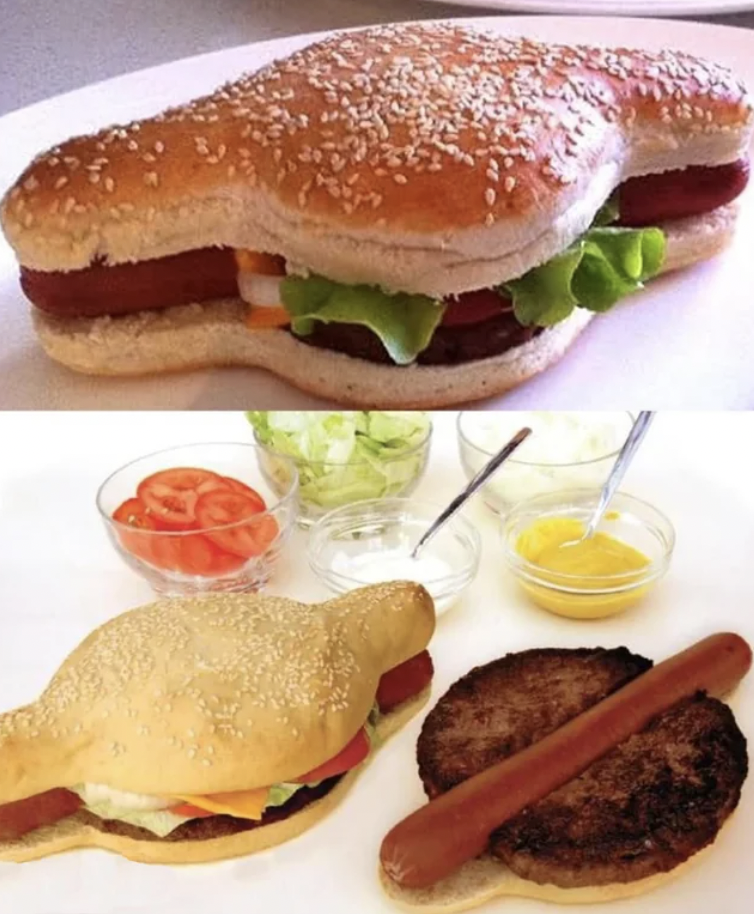 burger in a hot dog bun