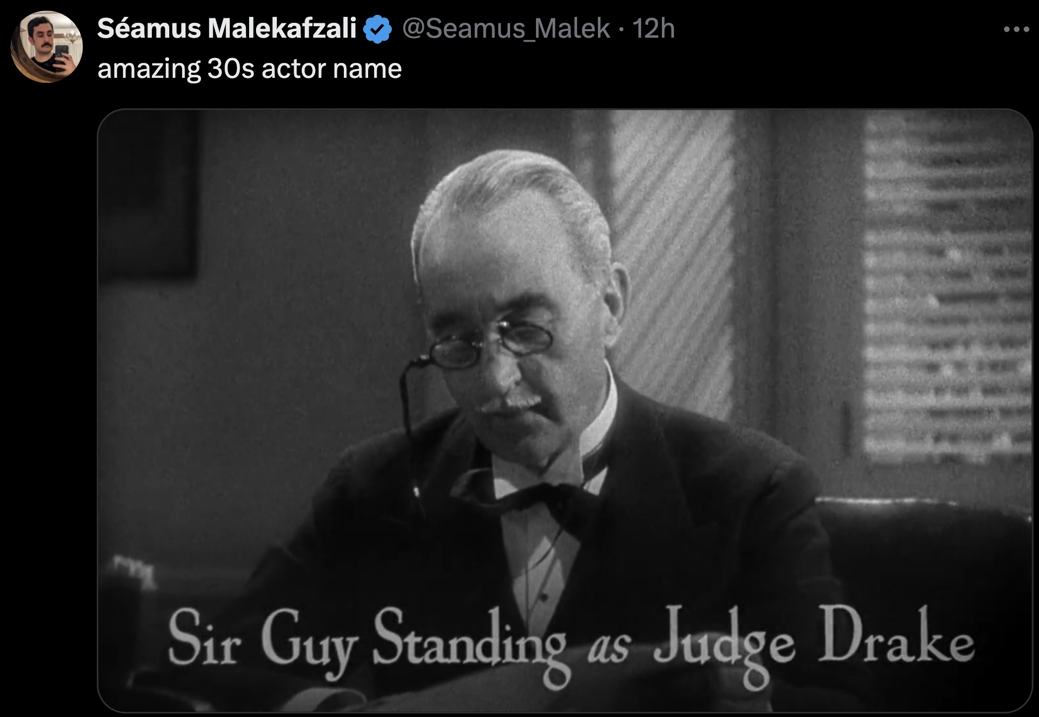 monochrome - Samus Malekafzali 12h amazing 30s actor name Sir Guy Standing as Judge Drake