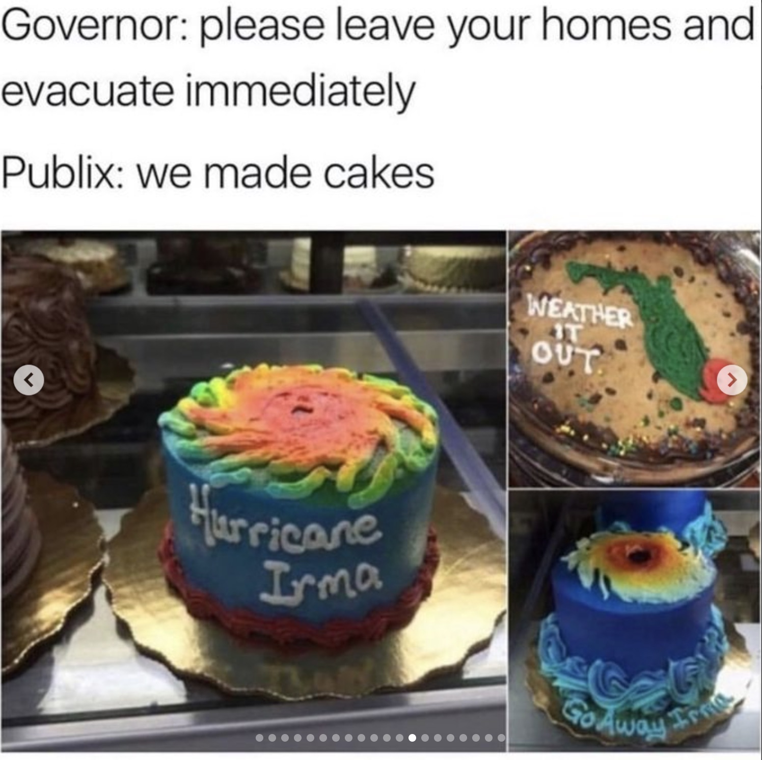 hurricane cake ideas - Governor please leave your homes and evacuate immediately Publix we made cakes