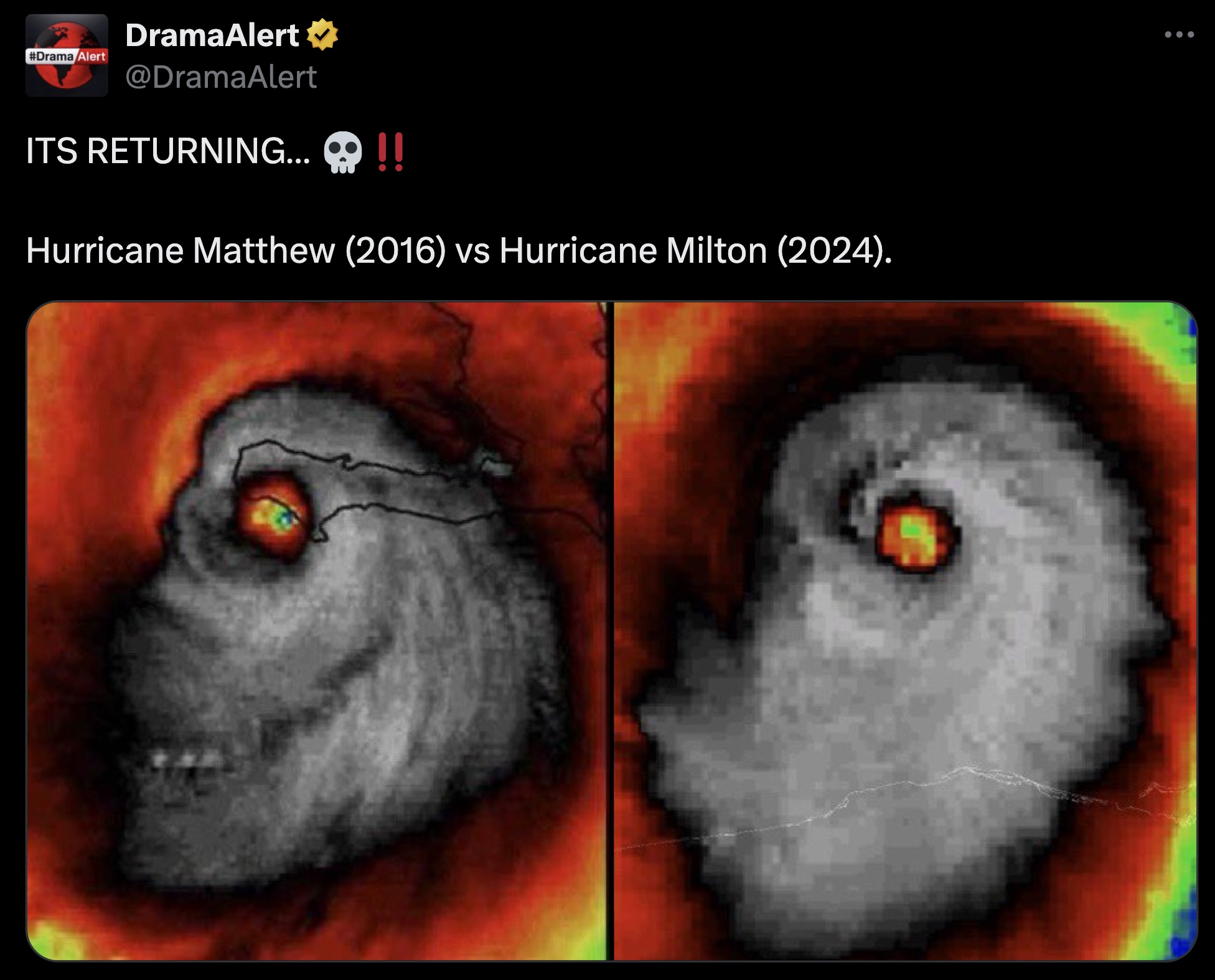 hurricane matthew skull - Alert DramaAlert Its Returning... Hurricane Matthew 2016 vs Hurricane Milton 2024.