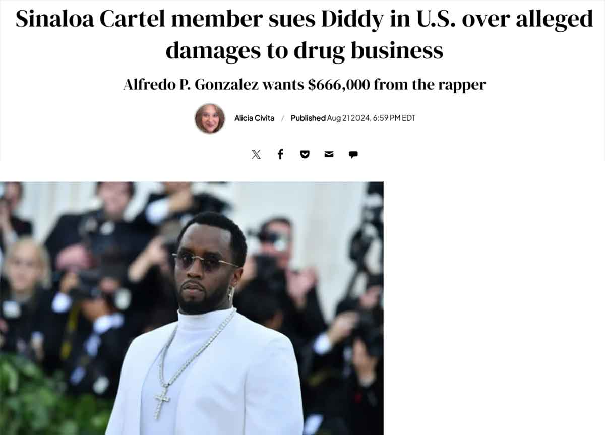 diddy in jail - Sinaloa Cartel member sues Diddy in U.S. over alleged damages to drug business Alfredo P. Gonzalez wants $666,000 from the rapper Alicia Civita Published , Edt x fo