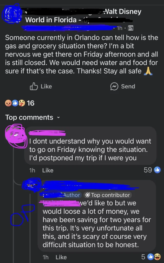 screenshot - Walt Disney World in Florida Someone currently in Orlando can tell how is the gas and grocery situation there? I'm a bit nervous we get there on Friday afternoon and all is still closed. We would need water and food for sure if that's the cas