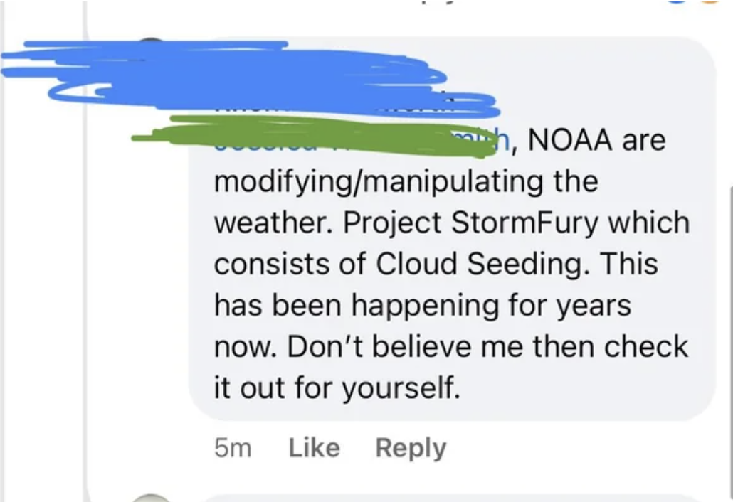 screenshot - h, Noaa are modifyingmanipulating the weather. Project StormFury which consists of Cloud Seeding. This has been happening for years now. Don't believe me then check it out for yourself. 5m