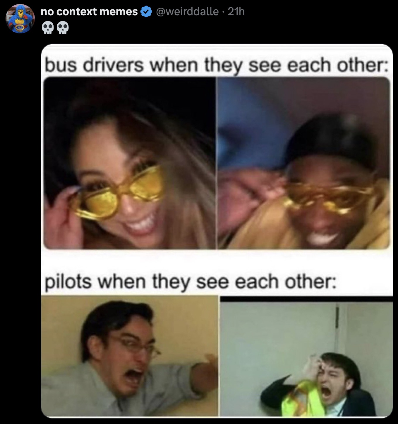 bus drivers see each other - no context memes 21h bus drivers when they see each other pilots when they see each other