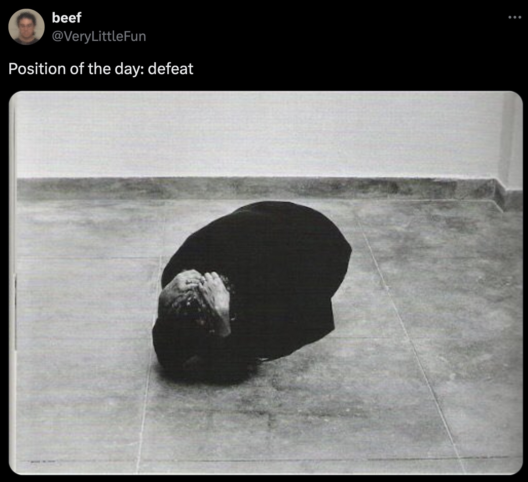 art - beef Position of the day defeat