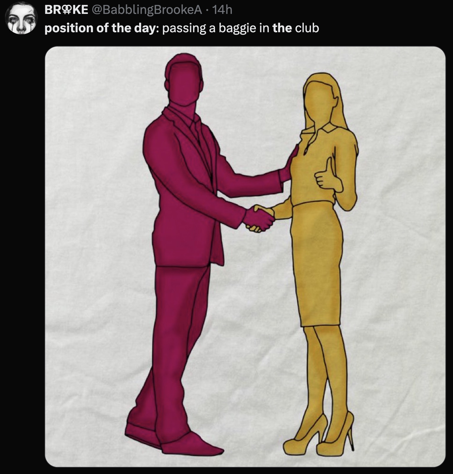 holding hands - Brke .14h position of the day passing a baggie in the club