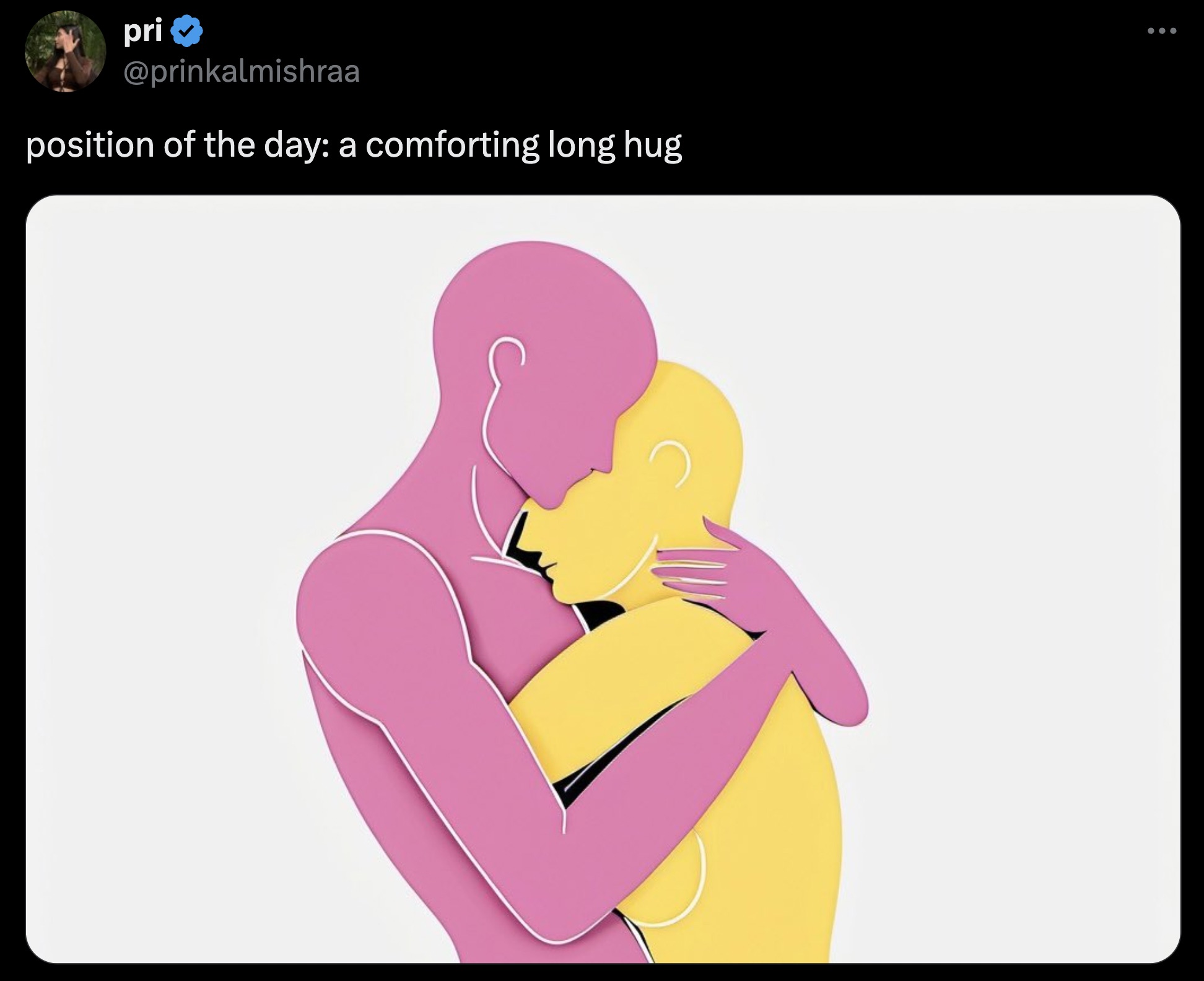 romance - pri position of the day a comforting long hug