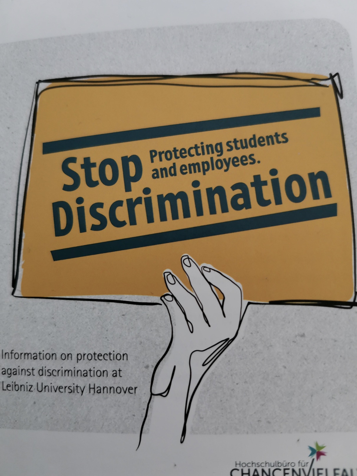 hand - Stop Protecting students and employees. Discrimination Information on protection against discrimination at Leibniz University Hannover Hochschulbro fr Chancenvielfal