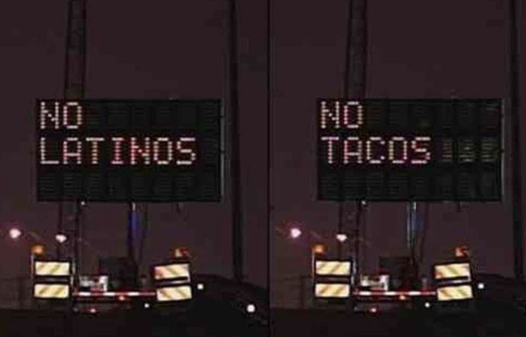 neon sign - No Latinos Tacos And