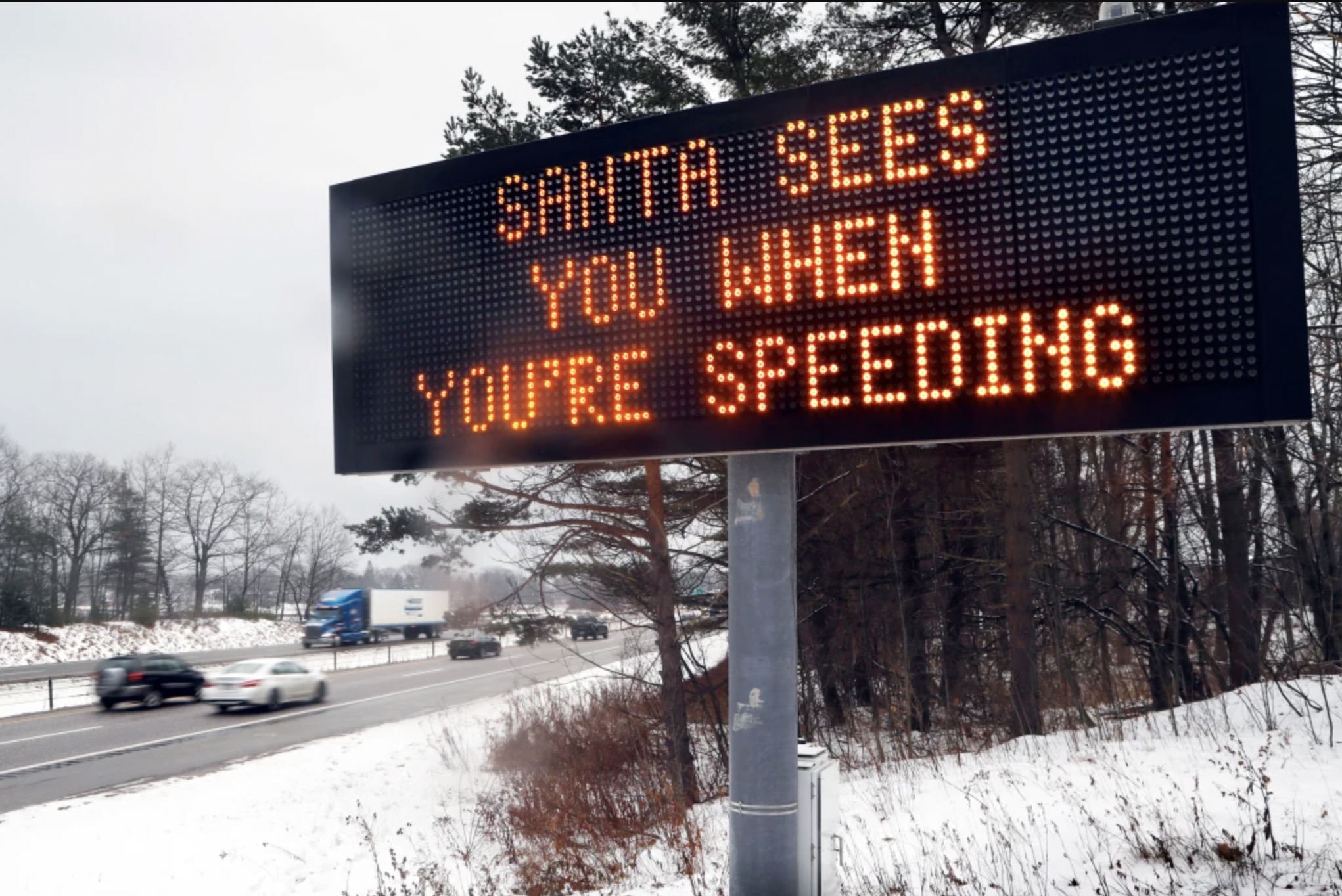 funny highway signs - Santa Sees You When You'Re Speeding