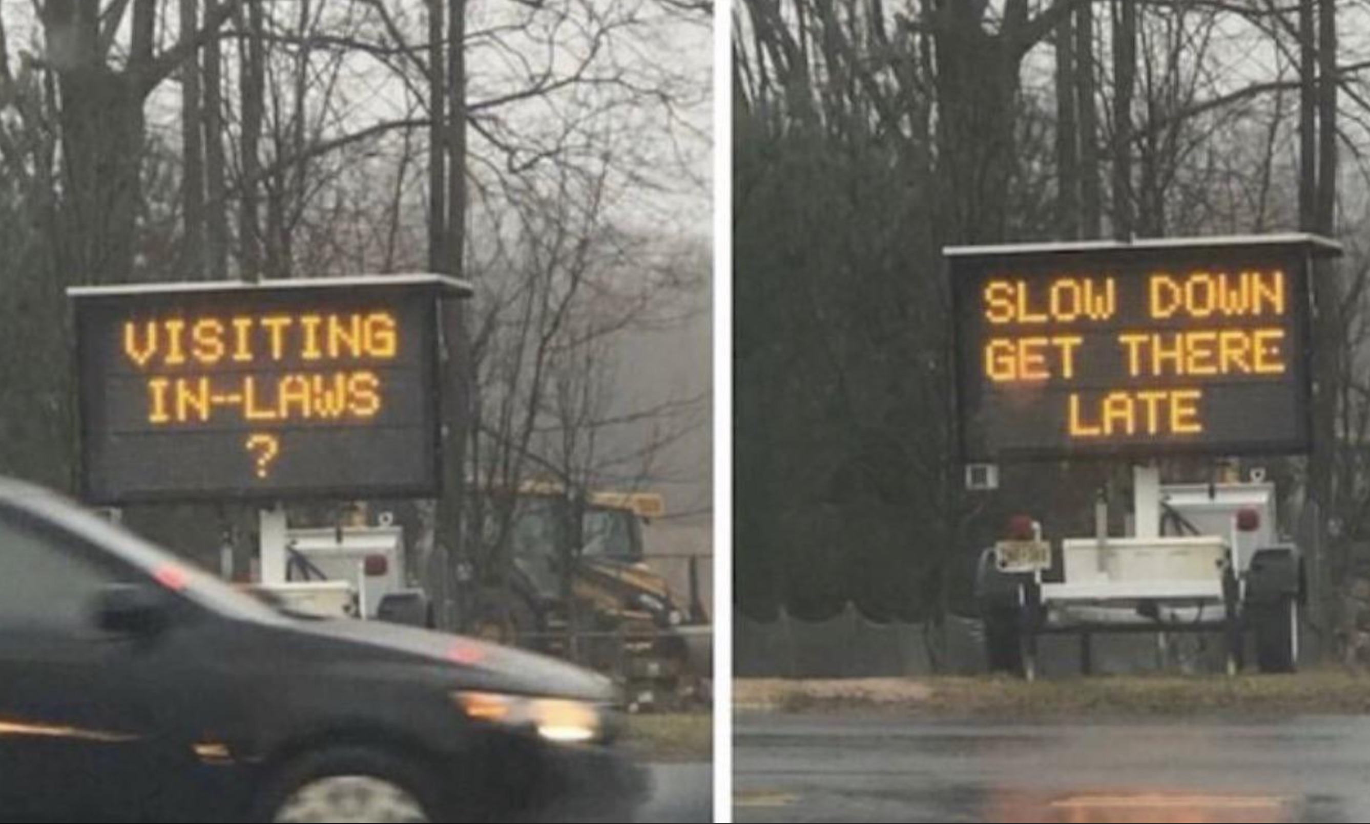 street sign - Visiting InLaws Slow Down Get There Late