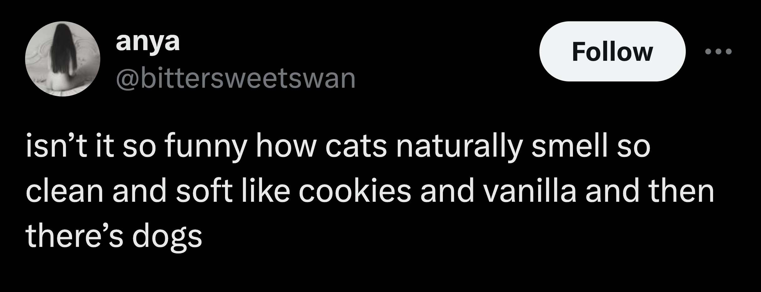 screenshot - anya isn't it so funny how cats naturally smell so clean and soft cookies and vanilla and then there's dogs