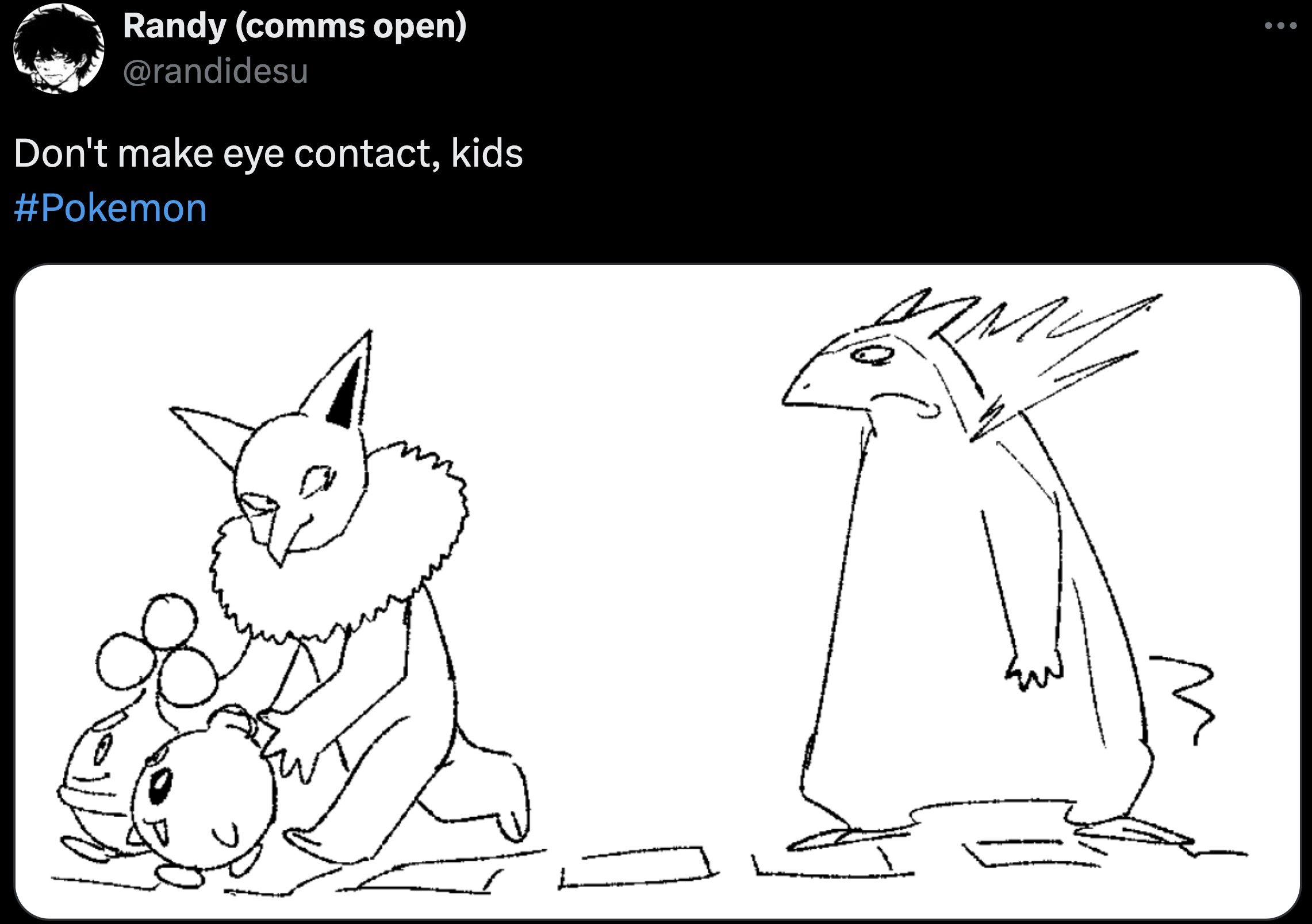 cartoon - Randy comms open Don't make eye contact, kids W