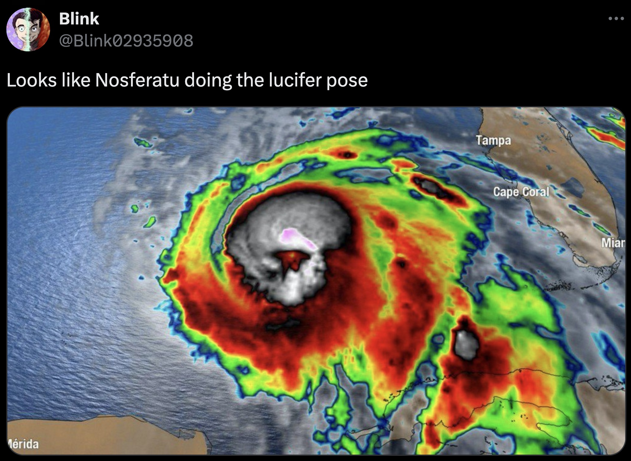 hurricane irma skull - Blink Looks Nosferatu doing the lucifer pose Mrida Tampa Cape Coral Miar