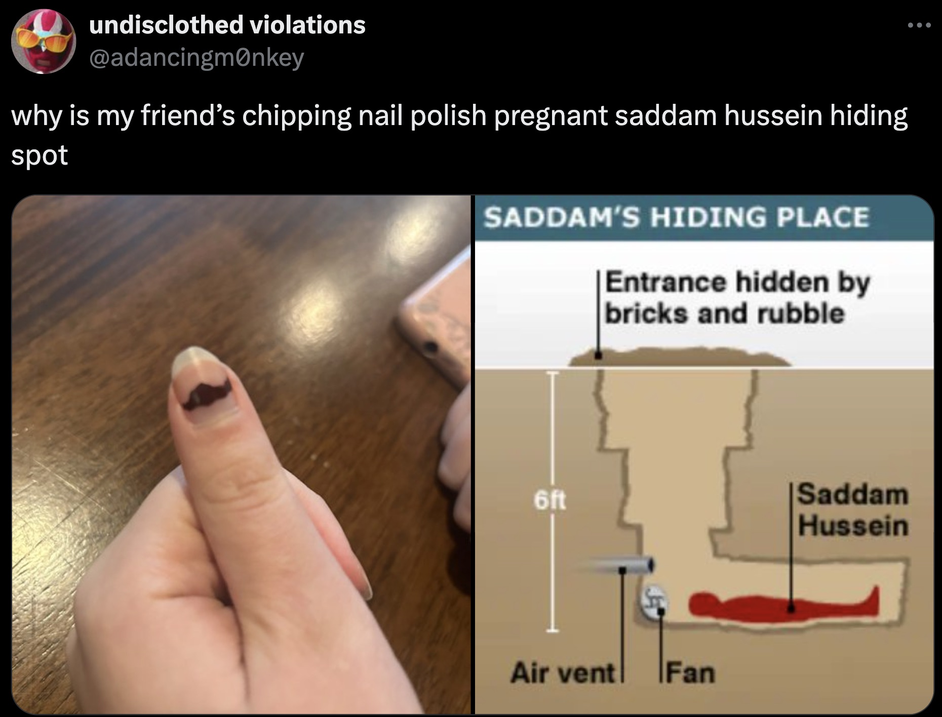 entrance hidden by bricks and rubble - undisclothed violations why is my friend's chipping nail polish pregnant saddam hussein hiding spot Saddam'S Hiding Place Entrance hidden by bricks and rubble 6ft |Saddam Hussein Air vent Fan