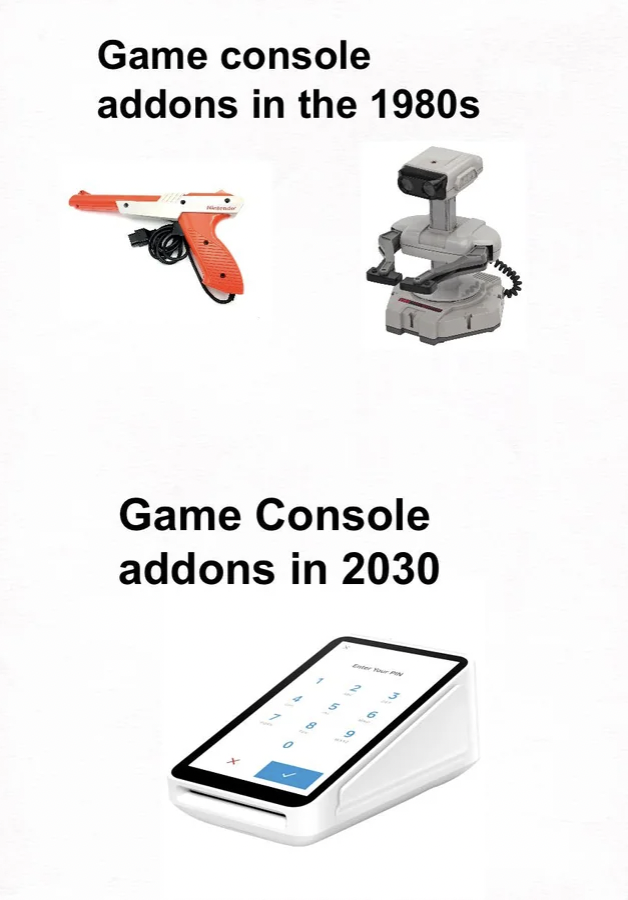 smartphone - Game console addons in the 1980s Game Console addons in 2030