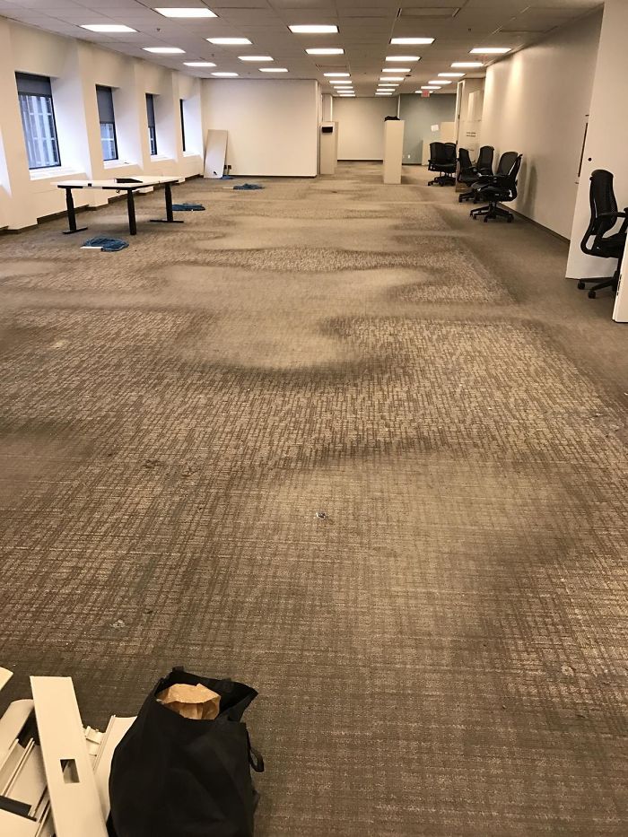 You can see the path most traveled in this now empty office.