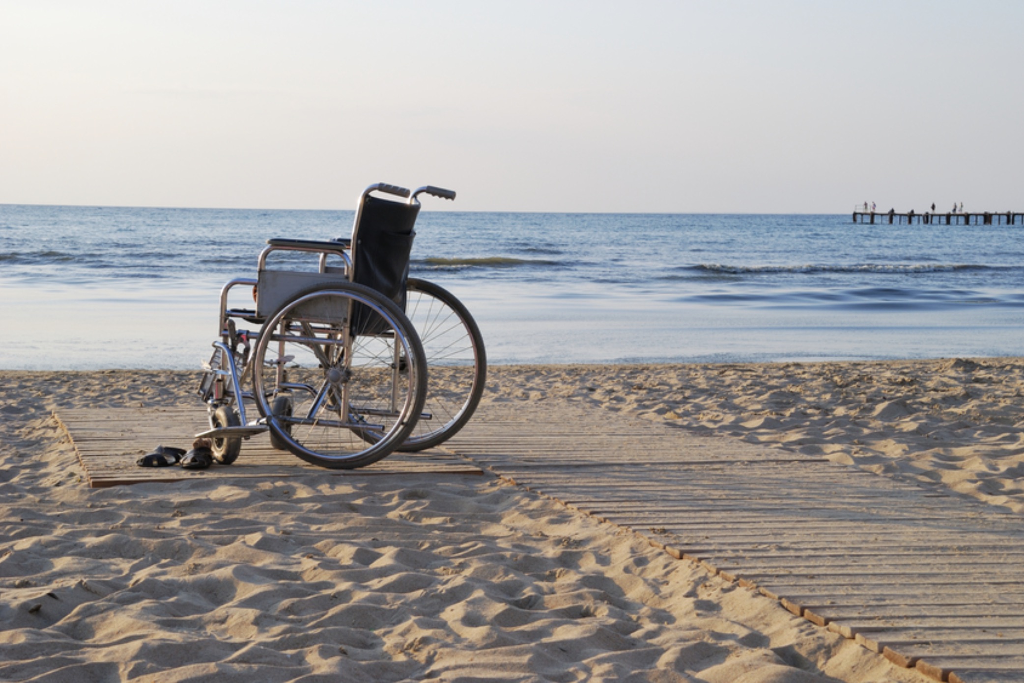 wheelchair by the ocean