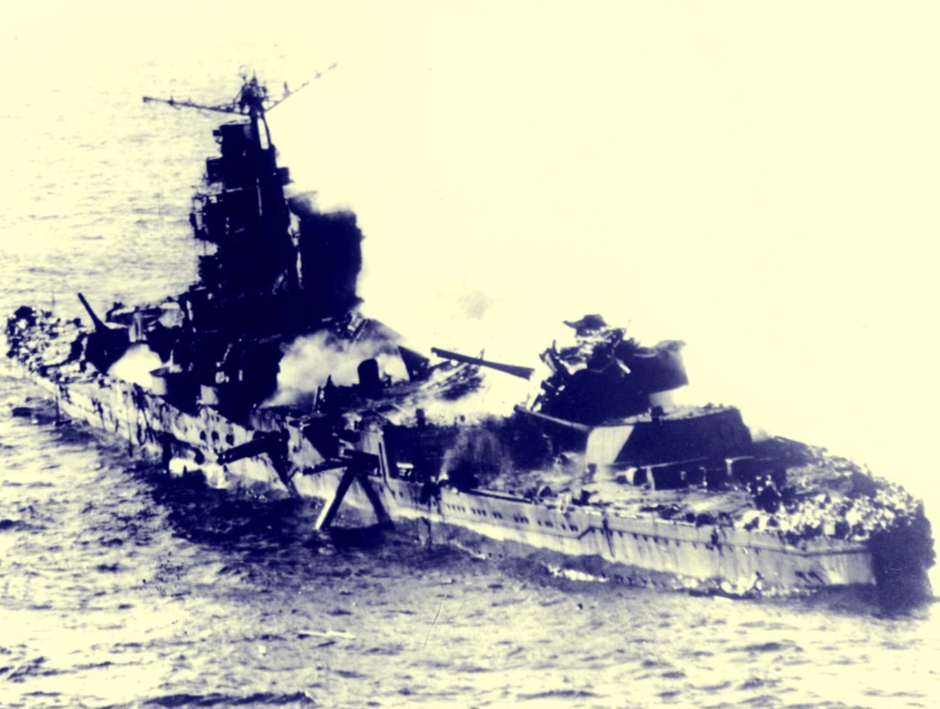 Japanese cruiser Mikuma destroyed in the Battle of Midway.