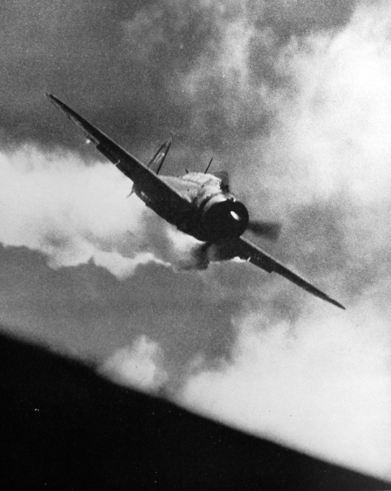 Kamikaze About To Crash Into U.S.S. Essex, 25 November 1944.