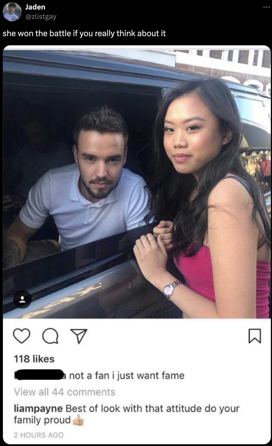 liam payne good look - Jaden she won the battle if you really think about it 30 118 a not a fan i just want fame View all 44 liampayne Best of look with that attitude do your family proud 2 Hours Ago