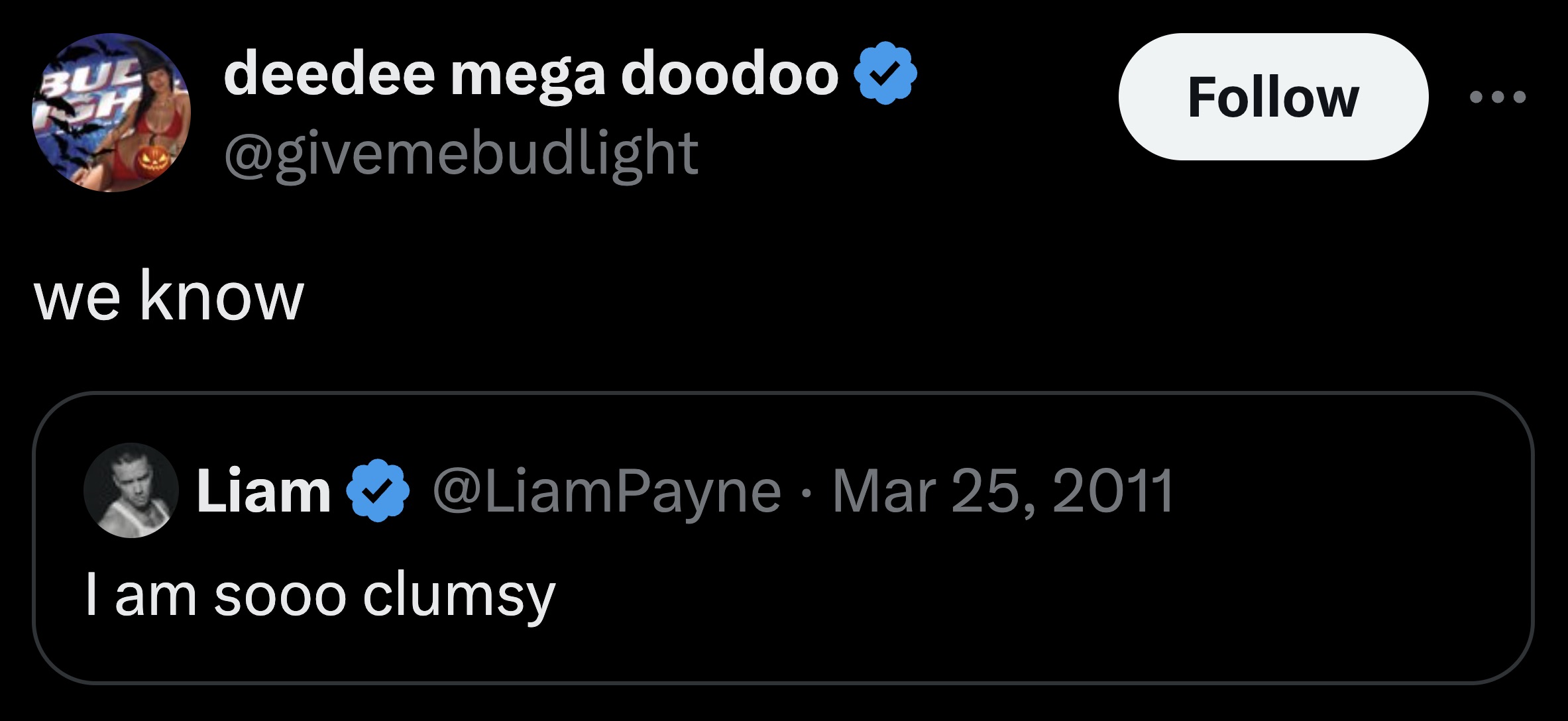 screenshot - Bul Sh deedee mega doodoo we know Liam Payne I am sooo clumsy