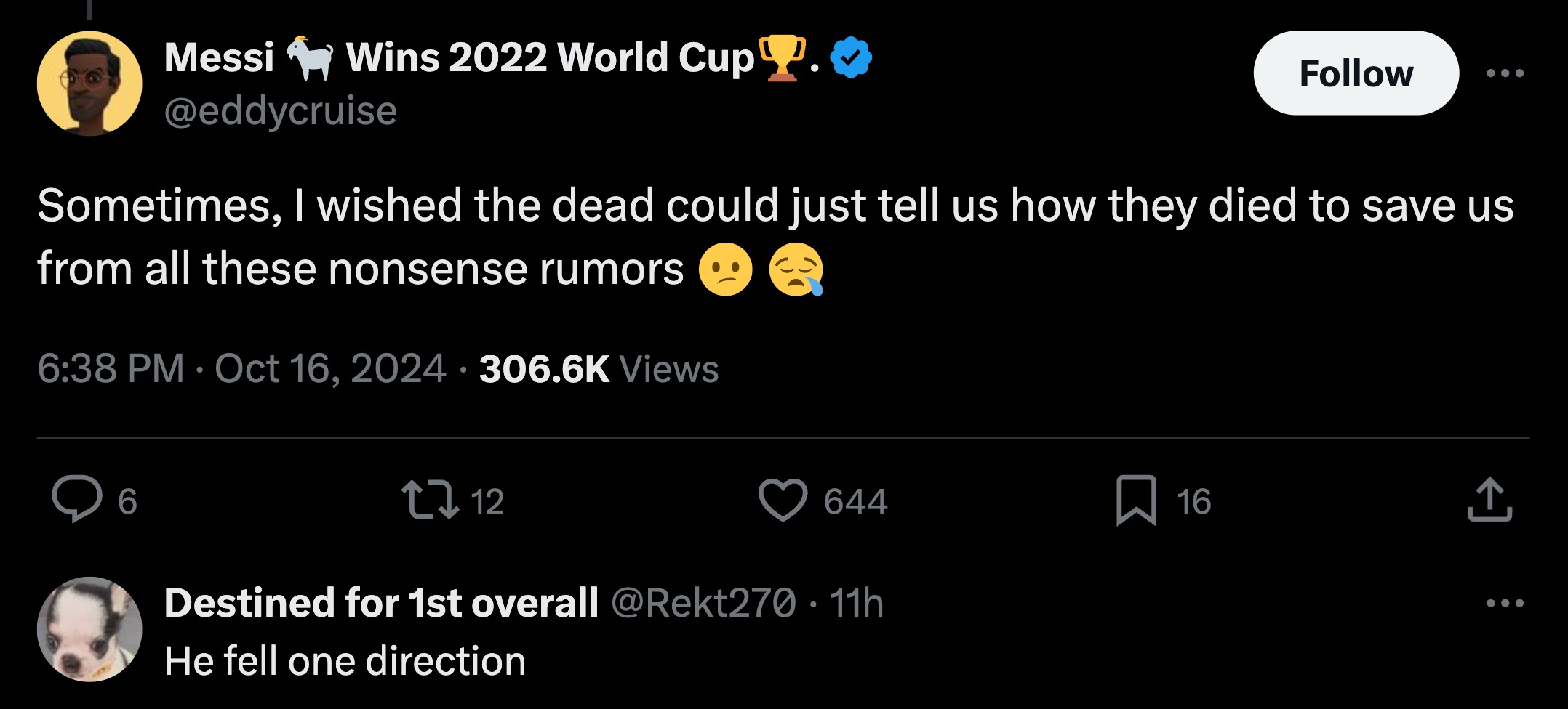 speed mom wedding - Messi Wins 2022 World Cup. Sometimes, I wished the dead could just tell us how they died to save us from all these nonsense rumors Views 6 12 644 16 Destined for 1st overall 11h He fell one direction