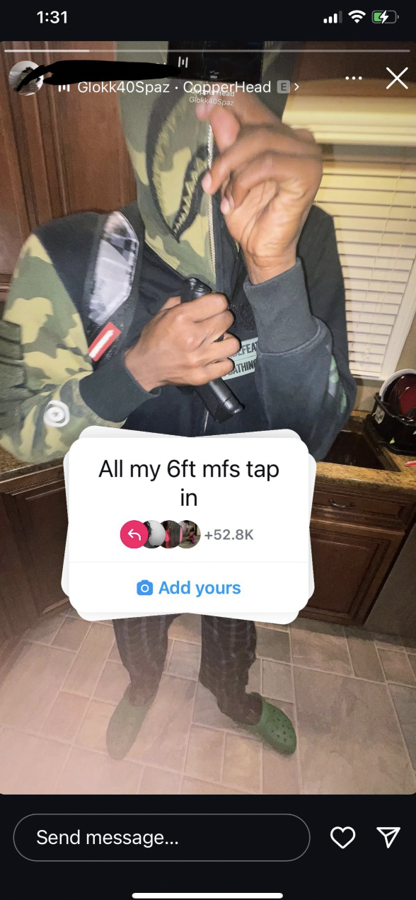 girl - Glokk40Spaz CapperHead B All my 6ft mfs tap in Add yours Send message...