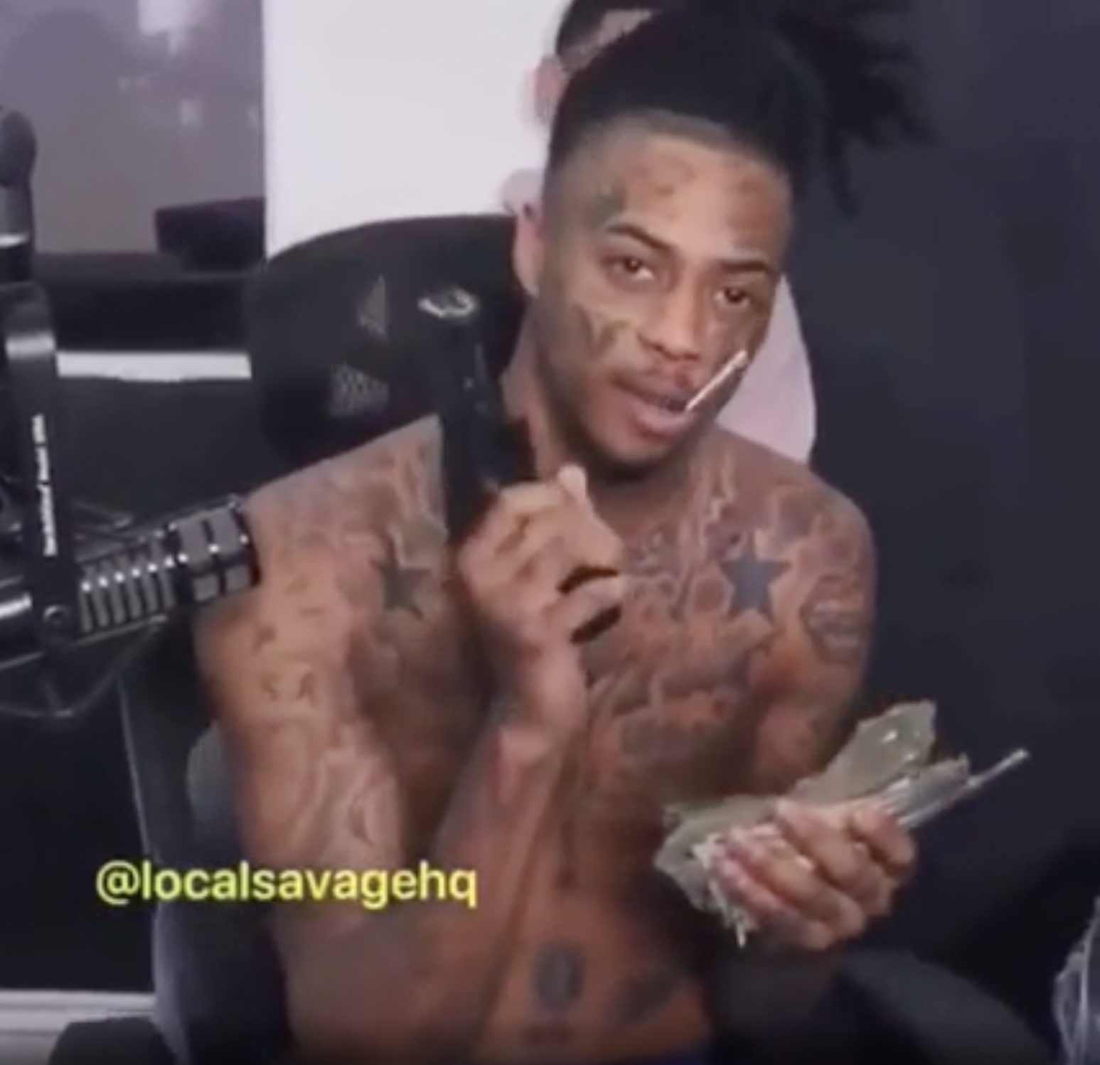 Rapper Boonk Gang pulls out gun, and aims it at someone during an interview for “fun.”