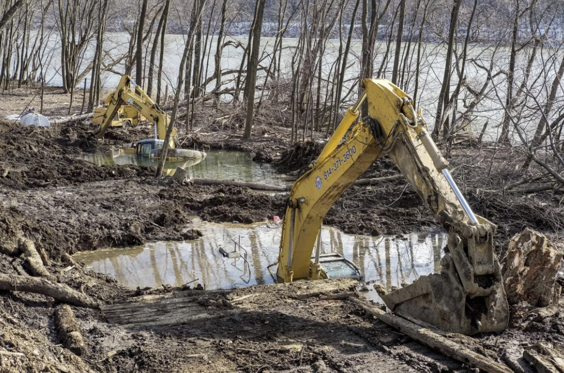 "Should I move the excavators out of the pit boss?" "Nah, they'll be fine." Pittsburgh, PA.