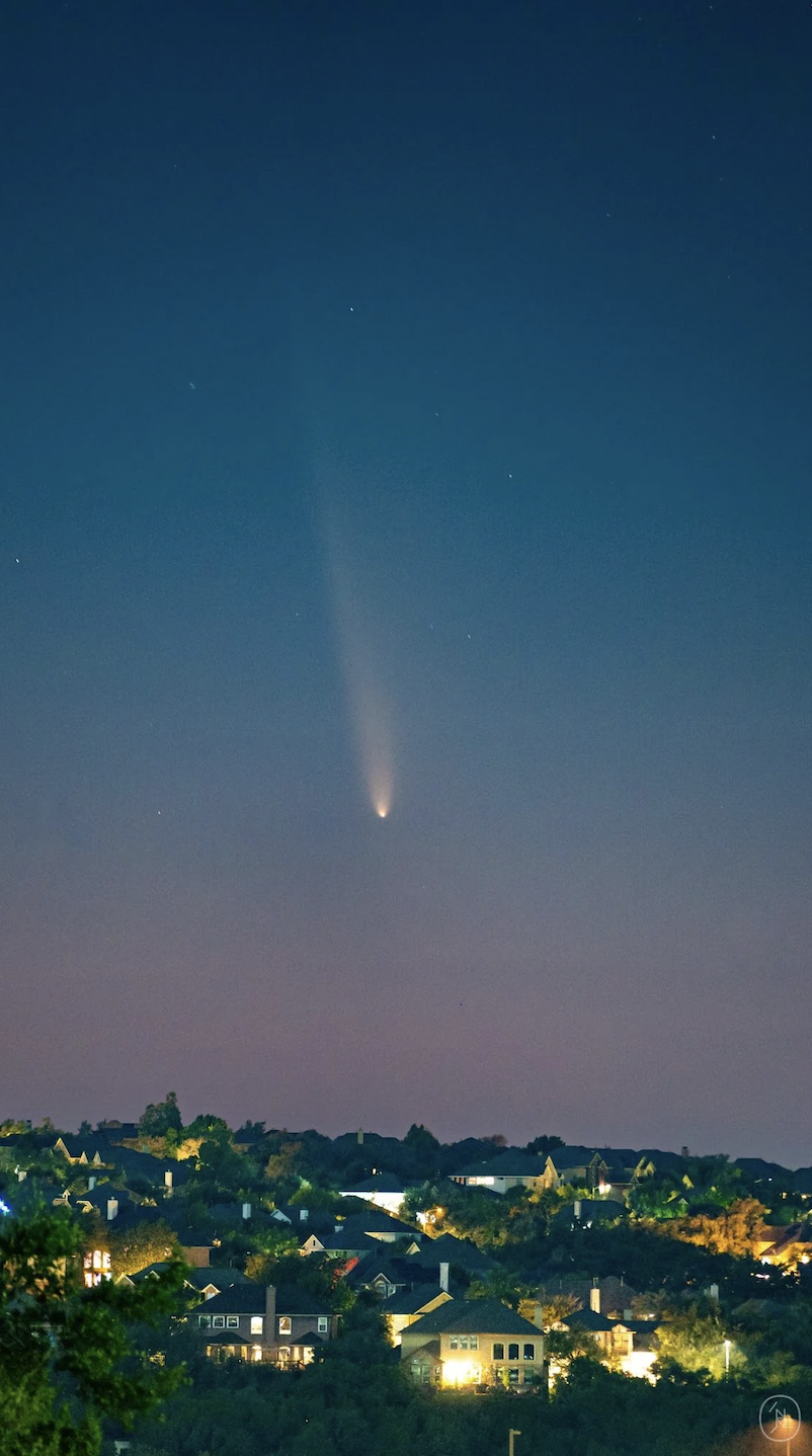 Comet over the Hill Country in Austin.