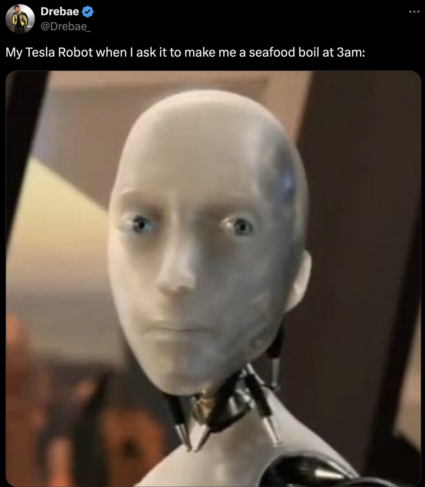 robot emotions gif - Drebae My Tesla Robot when I ask it to make me a seafood boil at 3am