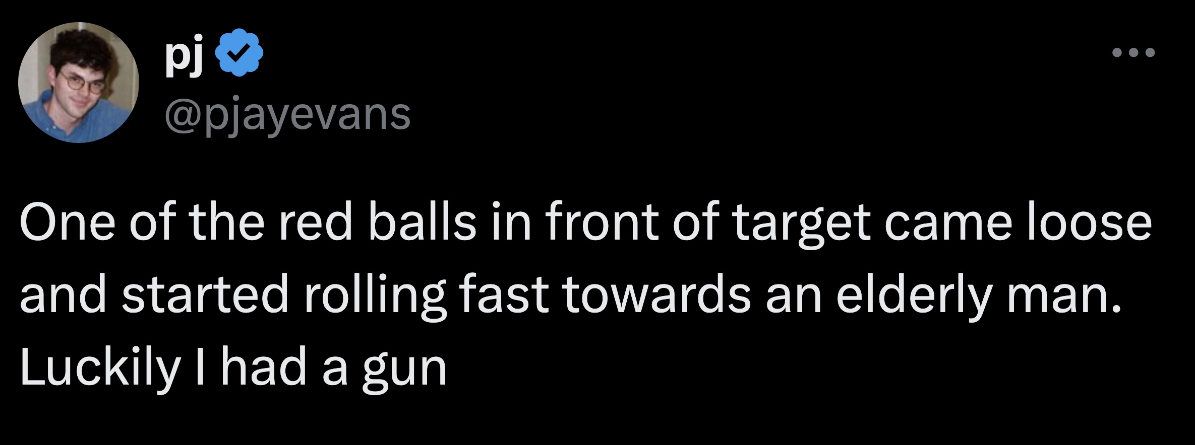 screenshot - pj One of the red balls in front of target came loose and started rolling fast towards an elderly man. Luckily I had a gun