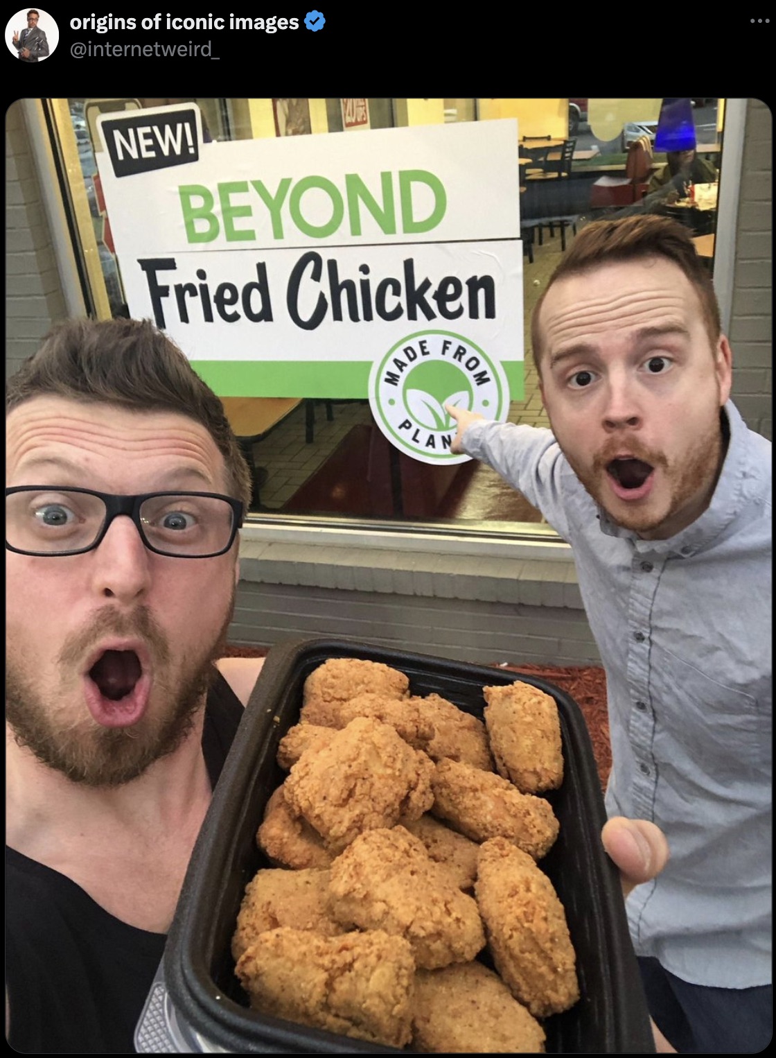 guys pointing meme - origins of iconic images New! Beyond Fried Chicken Made From Plan