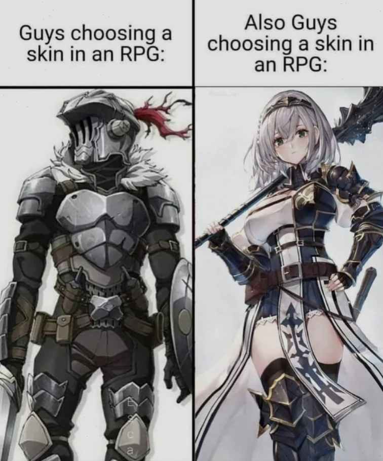 goblin slayer cosplay - Guys choosing a skin in an Rpg Also Guys choosing a skin in an Rpg