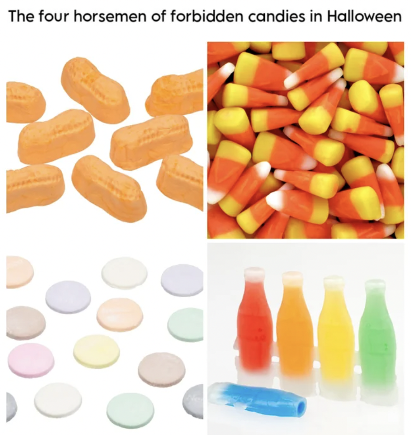 candy corn zoom background - The four horsemen of forbidden candies in Halloween