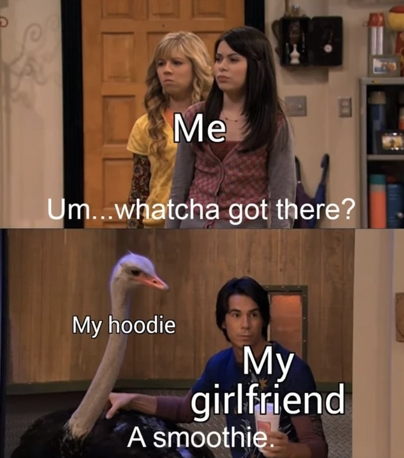 icarly memes - Me Um...whatcha got there? My hoodie My girlfriend A smoothie.