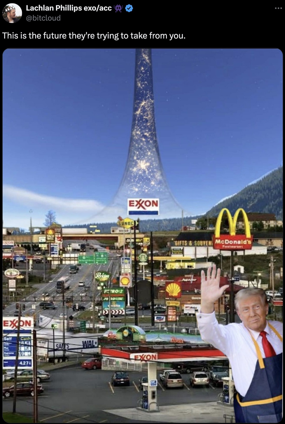 breezewood pa meme - Lachlan Phillips exoacc This is the future they're trying to take from you. On Exon Taco Well Perkin Self Cash Ar 3158 39 Sant'S Wal 4.27 Exon Sundc Tro2 RoLuse Iry M Gifts & Souven McDonald's Restaurant Exon 511 Quaz