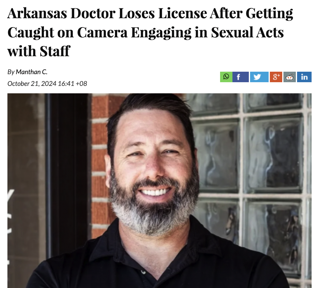 dr david diffine - Arkansas Doctor Loses License After Getting Caught on Camera Engaging in Sexual Acts with Staff By Manthan C. 08 f 8 in