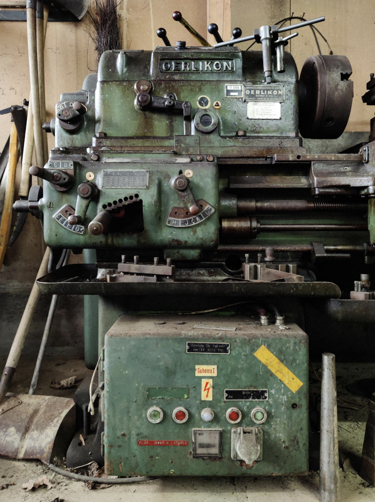 “This old unbreakable lathe in my dads workshop, year unknown, made in Zurich, Switzerland.”