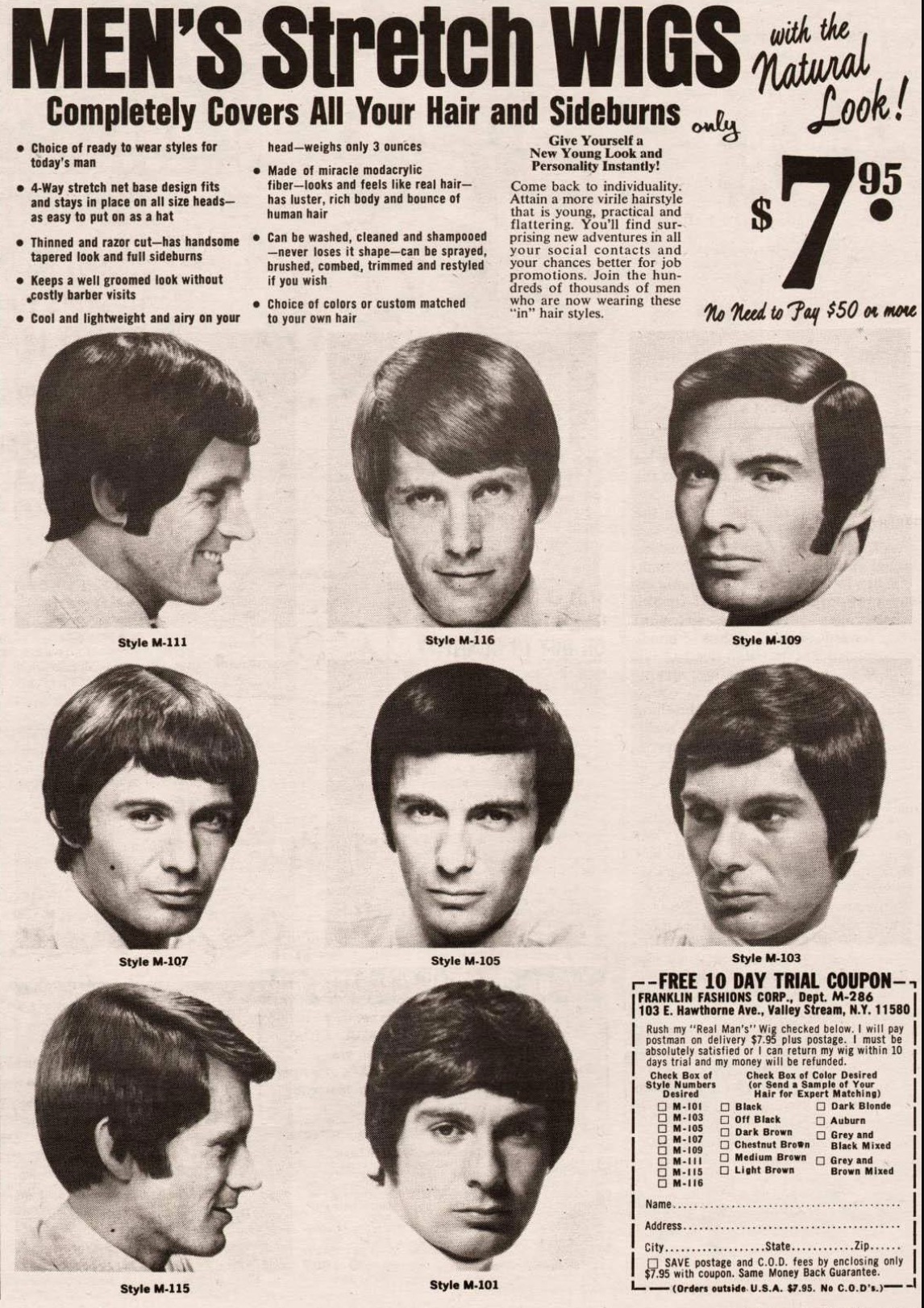 newsprint - Men'S Stretch Wigs Completely Covers All Your Hair and Sideburns, only with the natural Look! 95 $79% No need to Pay $50 or more Free 10 Day Trial Coupon