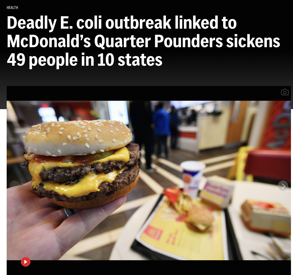 quarter pounder in real life - Health Deadly E. coli outbreak linked to McDonald's Quarter Pounders sickens 49 people in 10 states