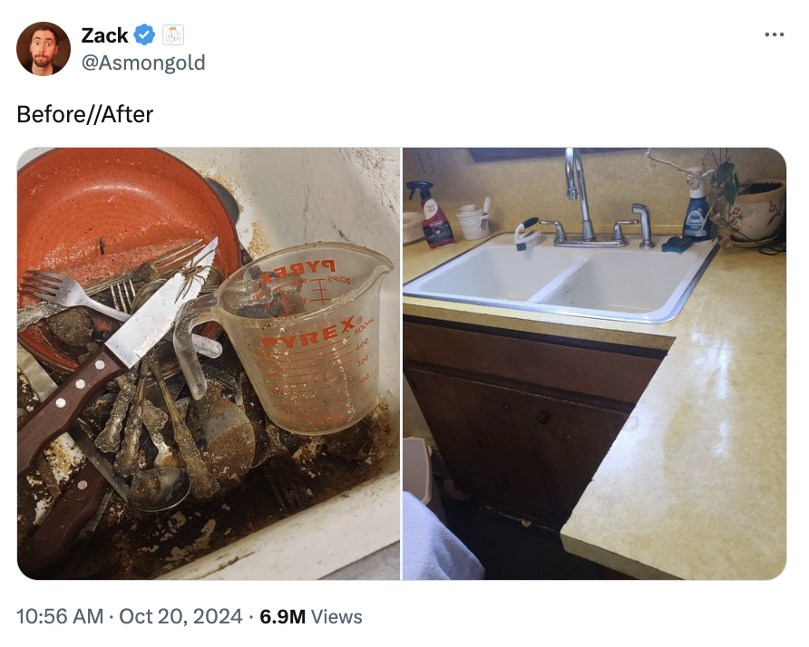 asmongold kitchen sink - Zack BeforeAfter Rex 6.9M Views