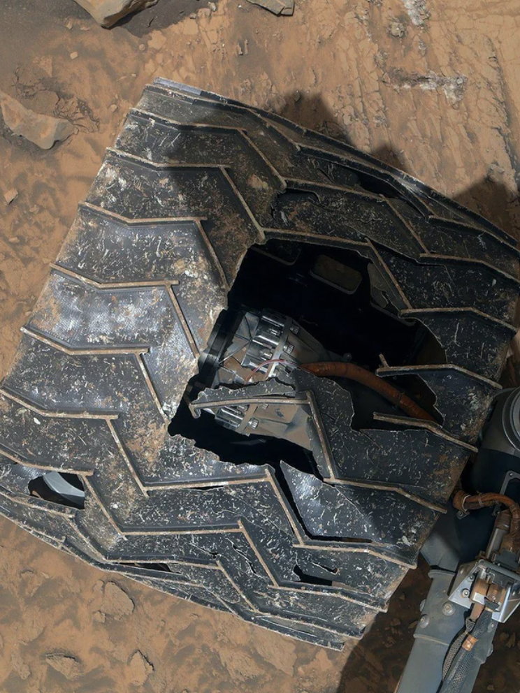 Mars Curiousity Rover wheel after eleven years on the planet